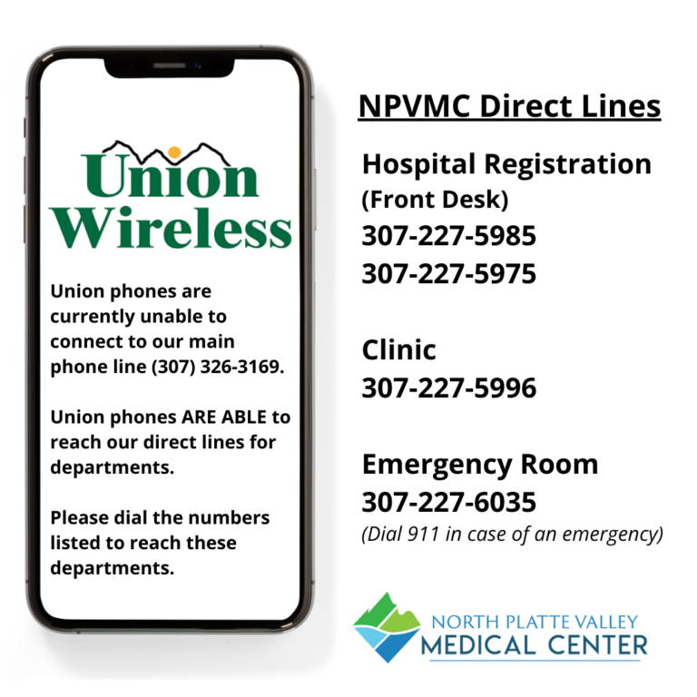 , Union Wireless customers experiencing issues calling NPVMC, North Platte Valley Medical Center